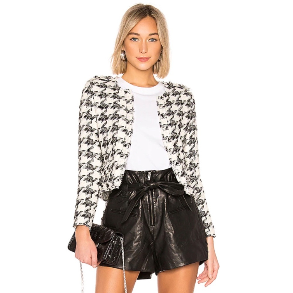 IRO Hope Houndstooth Jacket in Black/White, Sz 34